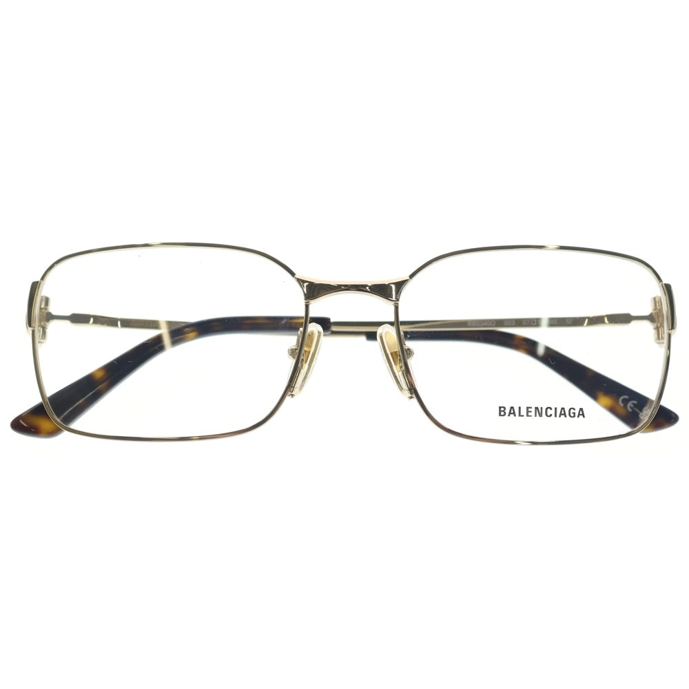 BALENCIAGA(バレンシアガ) スクエア アイウェア メタルフレーム ゴールド BB0340O