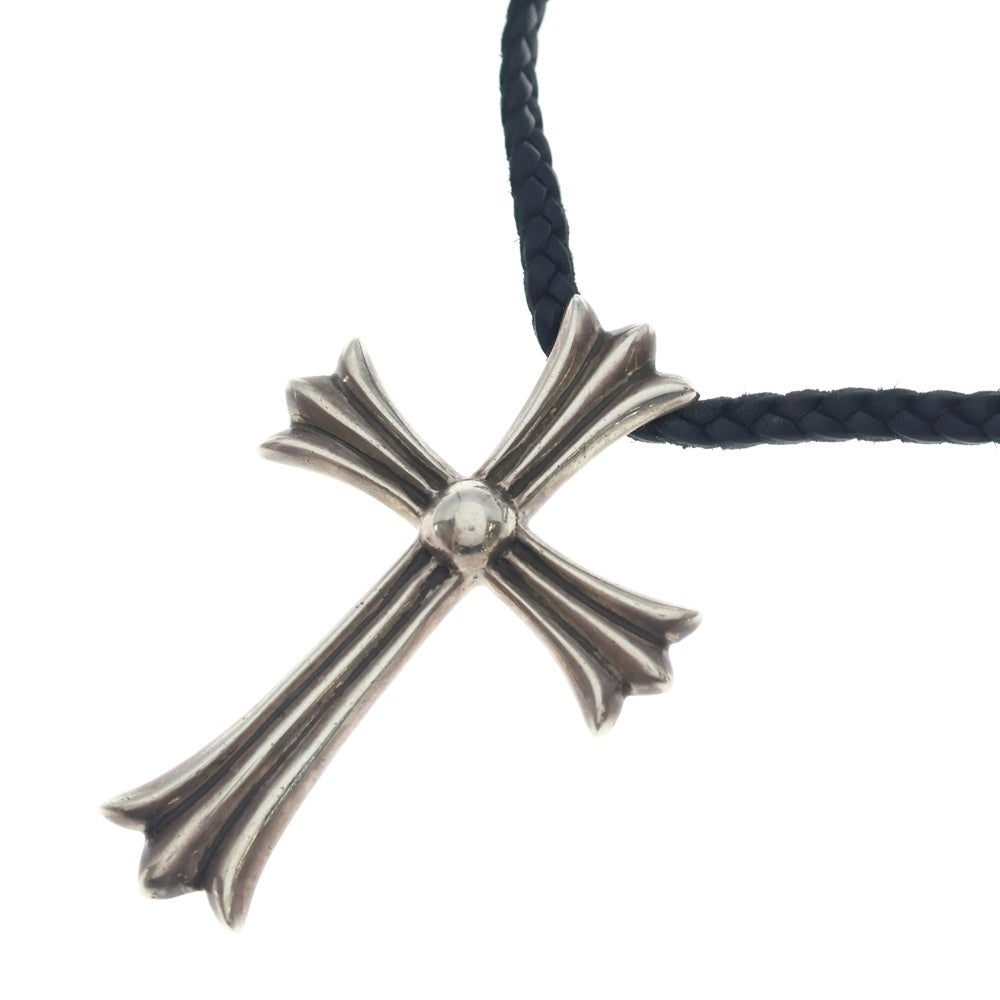 CHROME HEARTS(クロムハーツ) CH CRS LG BC ラージCHクロスペンダント Wボロチップ レザーブレイドネックレス シルバー BCA214