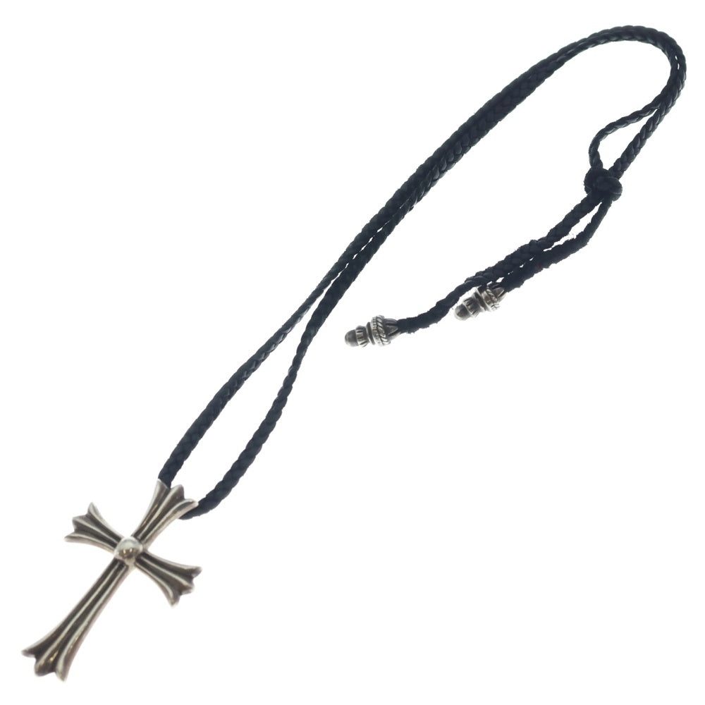 CHROME HEARTS(クロムハーツ) CH CRS LG BC ラージCHクロスペンダント Wボロチップ レザーブレイドネックレス シルバー BCA214