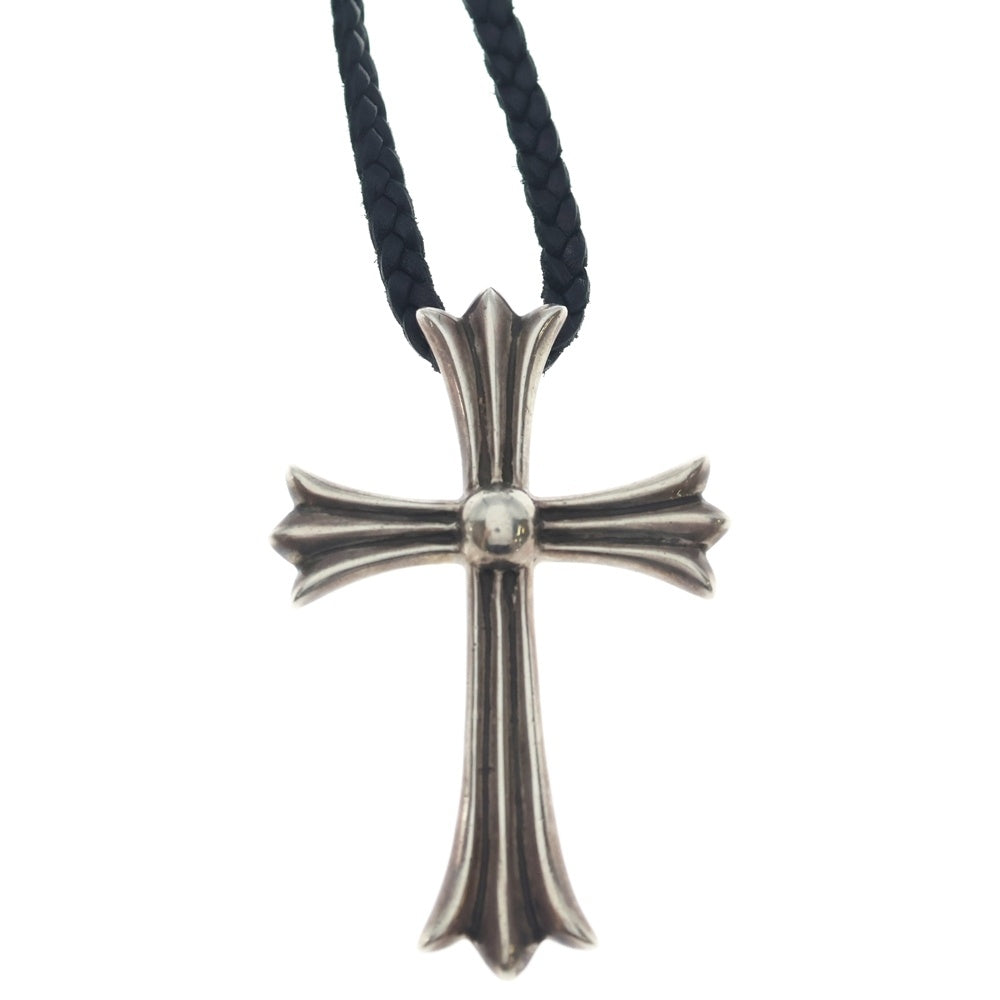 CHROME HEARTS(クロムハーツ) CH CRS LG BC ラージCHクロスペンダント Wボロチップ レザーブレイドネックレス シルバー BCA214