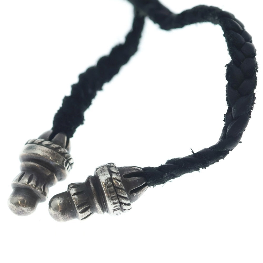 CHROME HEARTS(クロムハーツ) CH CRS LG BC ラージCHクロスペンダント Wボロチップ レザーブレイドネックレス シルバー BCA214