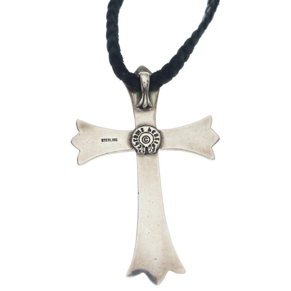 CHROME HEARTS(クロムハーツ) CH CRS LG BC ラージCHクロスペンダント Wボロチップ レザーブレイドネックレス シルバー BCA214