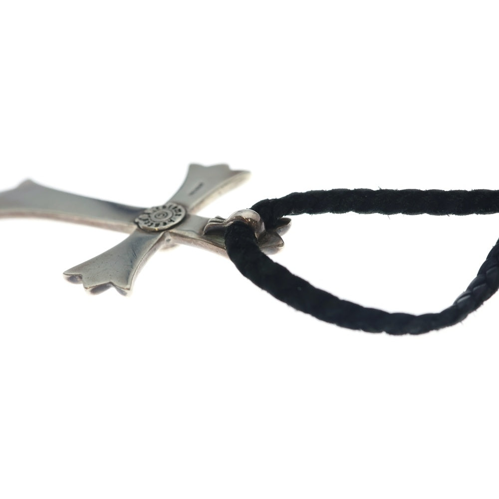 CHROME HEARTS(クロムハーツ) CH CRS LG BC ラージCHクロスペンダント Wボロチップ レザーブレイドネックレス シルバー BCA214