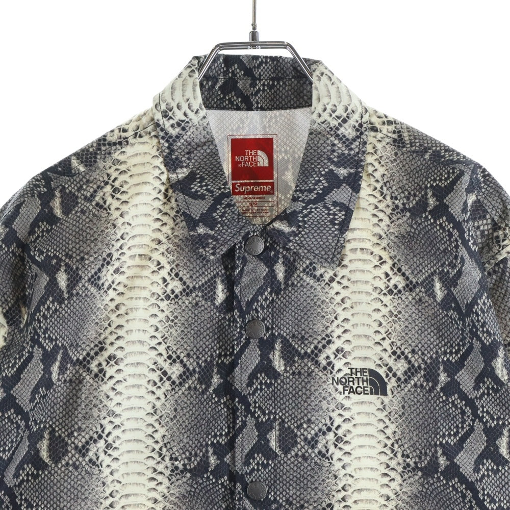 SUPREME(シュプリーム) 18SS ×THE NORTH FACE SNAKE COACHES JACKET ザノースフェイス スネークコーチジャケット パイソン柄 フルボタン ブルゾン グレー NF0A3LI8