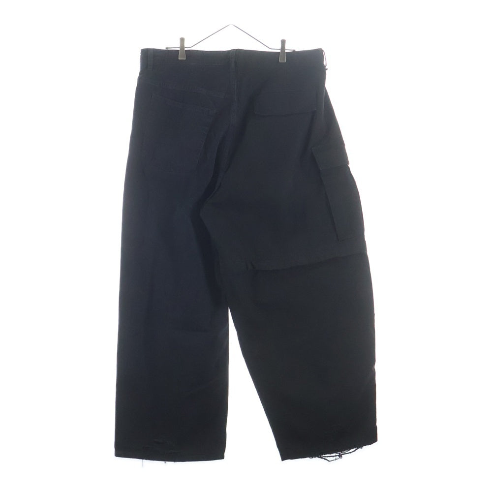 BALENCIAGA(バレンシアガ) 24SS Hybrid Baggy Pants ハイブリッドバギー ドッキングデニムカーゴパンツ ブラック XD38 786645 TQW54