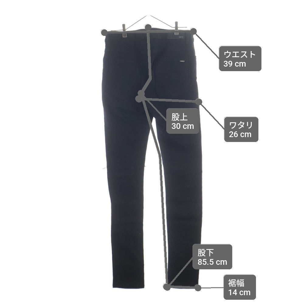 AMIRI(アミリ) レザー蛇腹 バイカークラッシュ ストレッチ スキニーデニムパンツ ブラック SR1PXMD001SAMDSI
