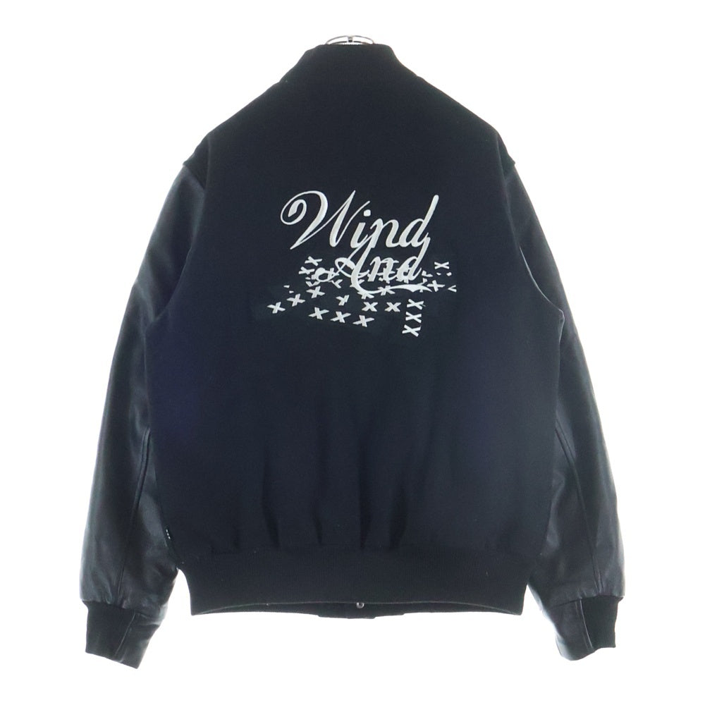 GOD SELECTION XXX(ゴッドセレクショントリプルエックス) 21AW ×WIND AND SEA ウィンダンシー スタジャン 袖レザー ブラック GX-A22-WSJK-01
