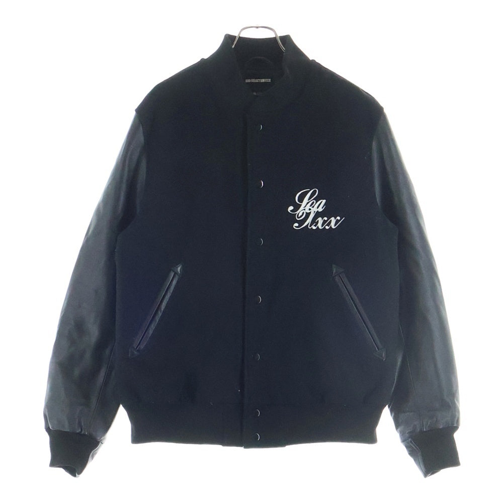 GOD SELECTION XXX(ゴッドセレクショントリプルエックス) 21AW ×WIND AND SEA ウィンダンシー スタジャン 袖レザー ブラック GX-A22-WSJK-01