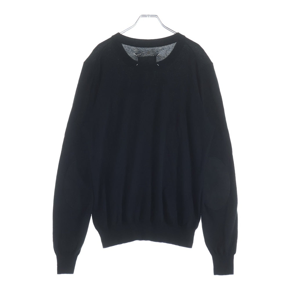 Maison Margiela(メゾンマルジェラ) 20AW エルボーパッチ ウール混 クルーネックセーター ブラック S50HA0959 S17364