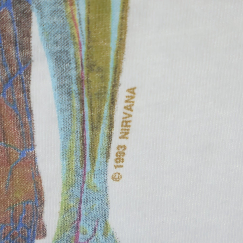 VINTAGE(ヴィンテージ) 00s NIRVANA IN UTERO ANVILタグ ニルヴァーナ インユーテロ 両面プリント クルーネック 半袖Tシャツ ホワイト