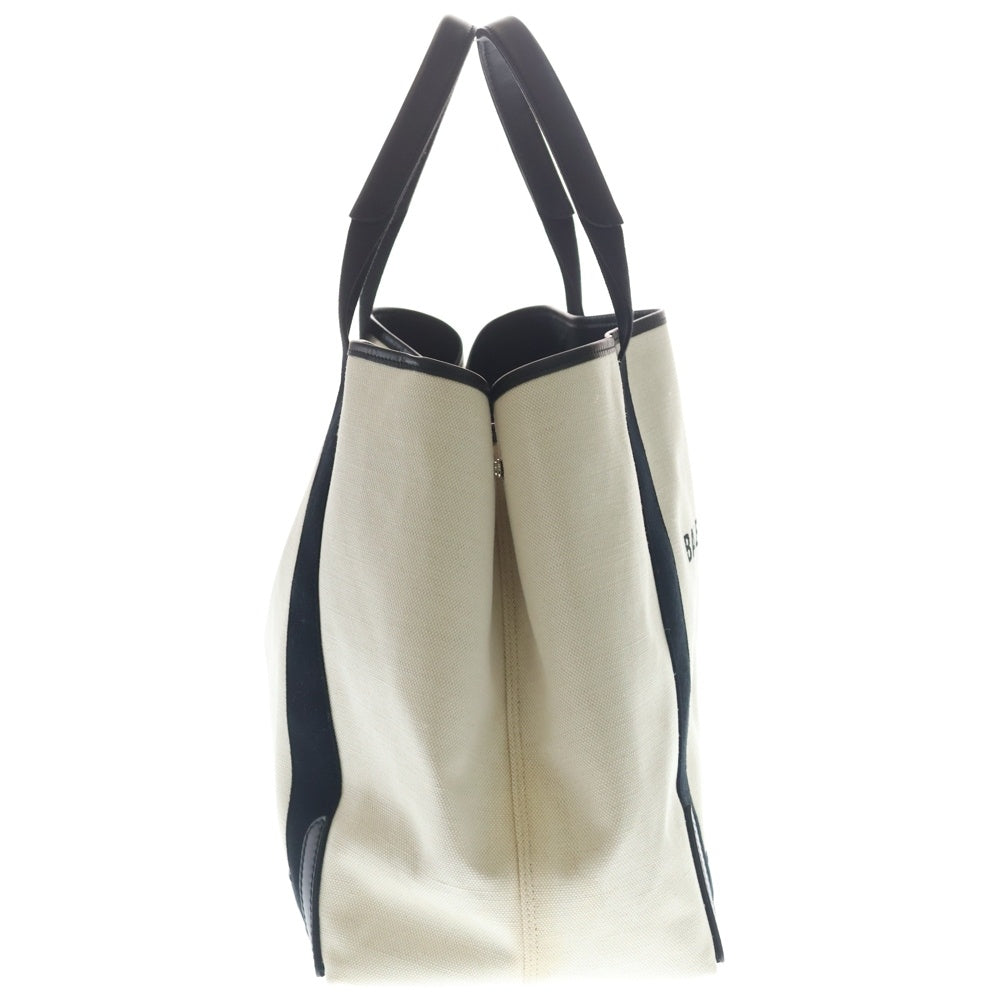 BALENCIAGA(バレンシアガ) ネイビー カバ M レザー キャンバス トート バッグ ホワイト 339936 レディース
