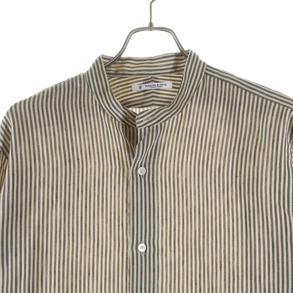 MAATEE&SONS(マーティーアンドサンズ) 強撚LINEN WORK SHIRT MT3103-0604B リネン ストライプ 長袖シャツ ベージュ