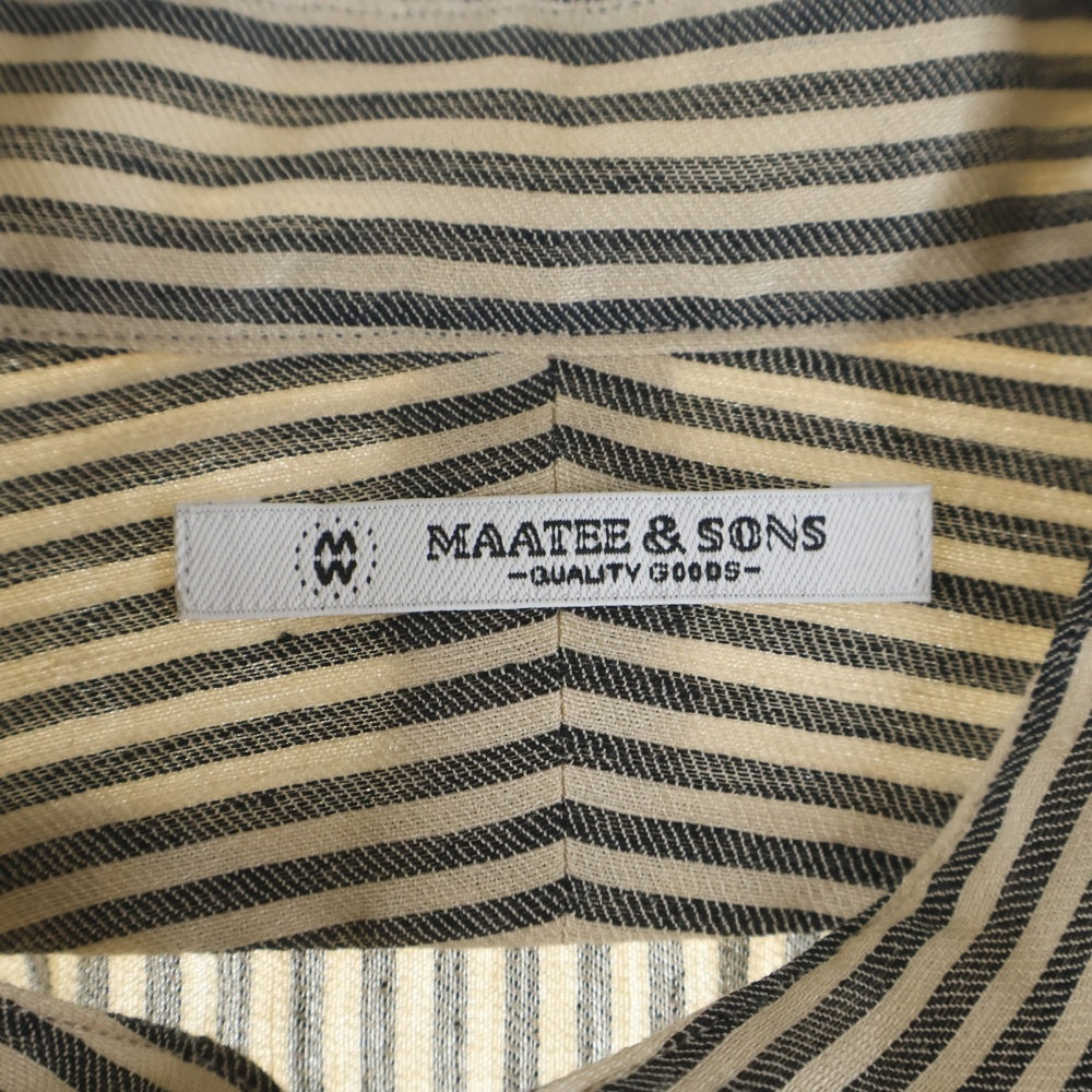 MAATEE&SONS(マーティーアンドサンズ) 強撚LINEN WORK SHIRT MT3103-0604B リネン ストライプ 長袖シャツ ベージュ