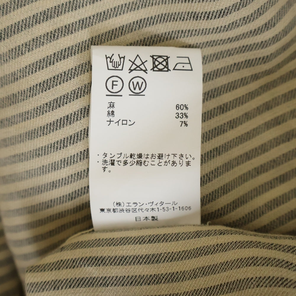 MAATEE&SONS(マーティーアンドサンズ) 強撚LINEN WORK SHIRT MT3103-0604B リネン ストライプ 長袖シャツ ベージュ