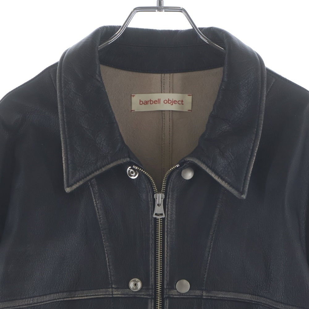NO BRAND(ノーブランド) barbell object Leather Coverall バーベルオブジェクト レザー カバーオール ブラック bo-04a02