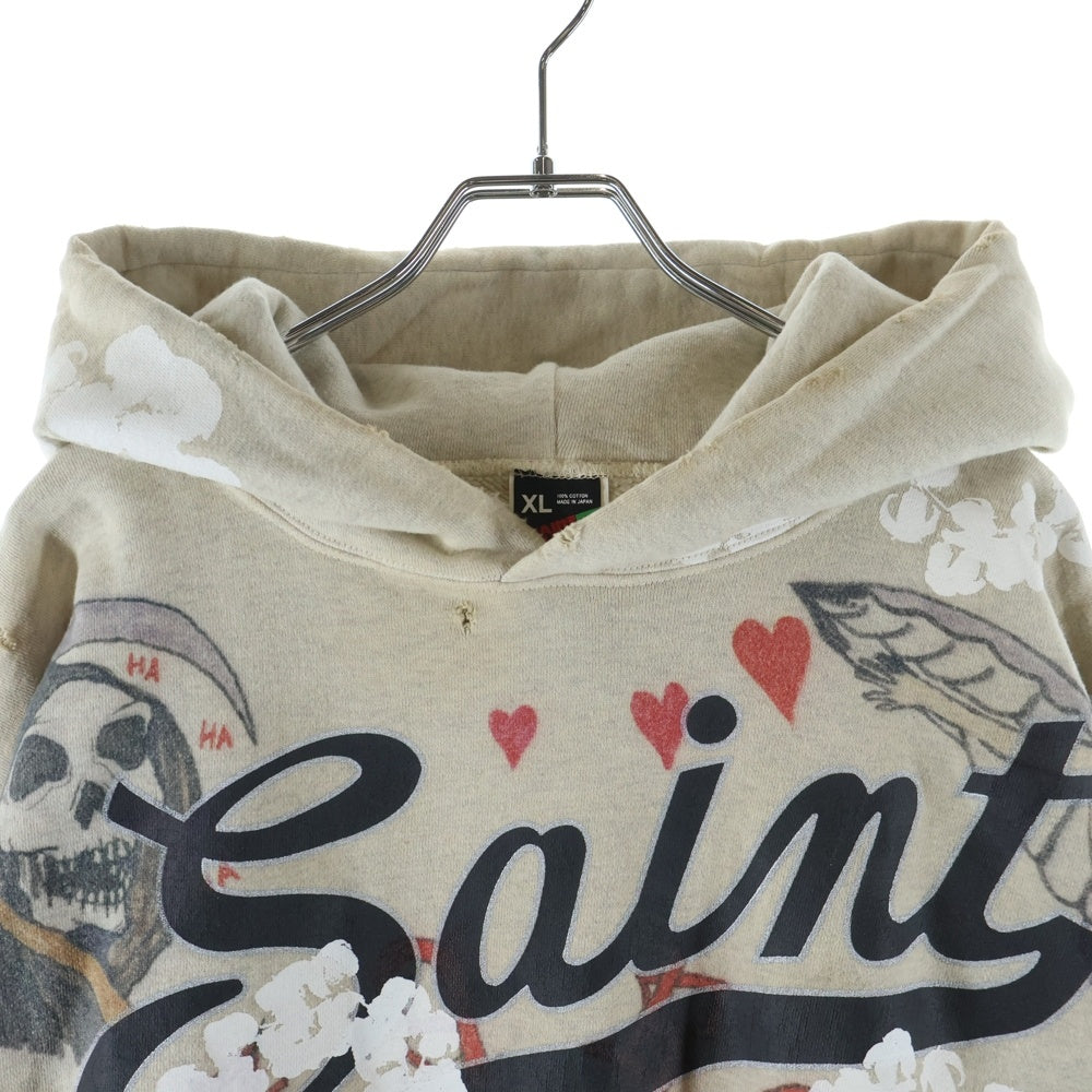 SAINT MICHAEL(セントマイケル) 22SS ×DENIM TEARS GREENAFFITTI HOODIE デニムティアーズ グラフィティ プルオーバー パーカー ベージュ SM-S22-0000-083