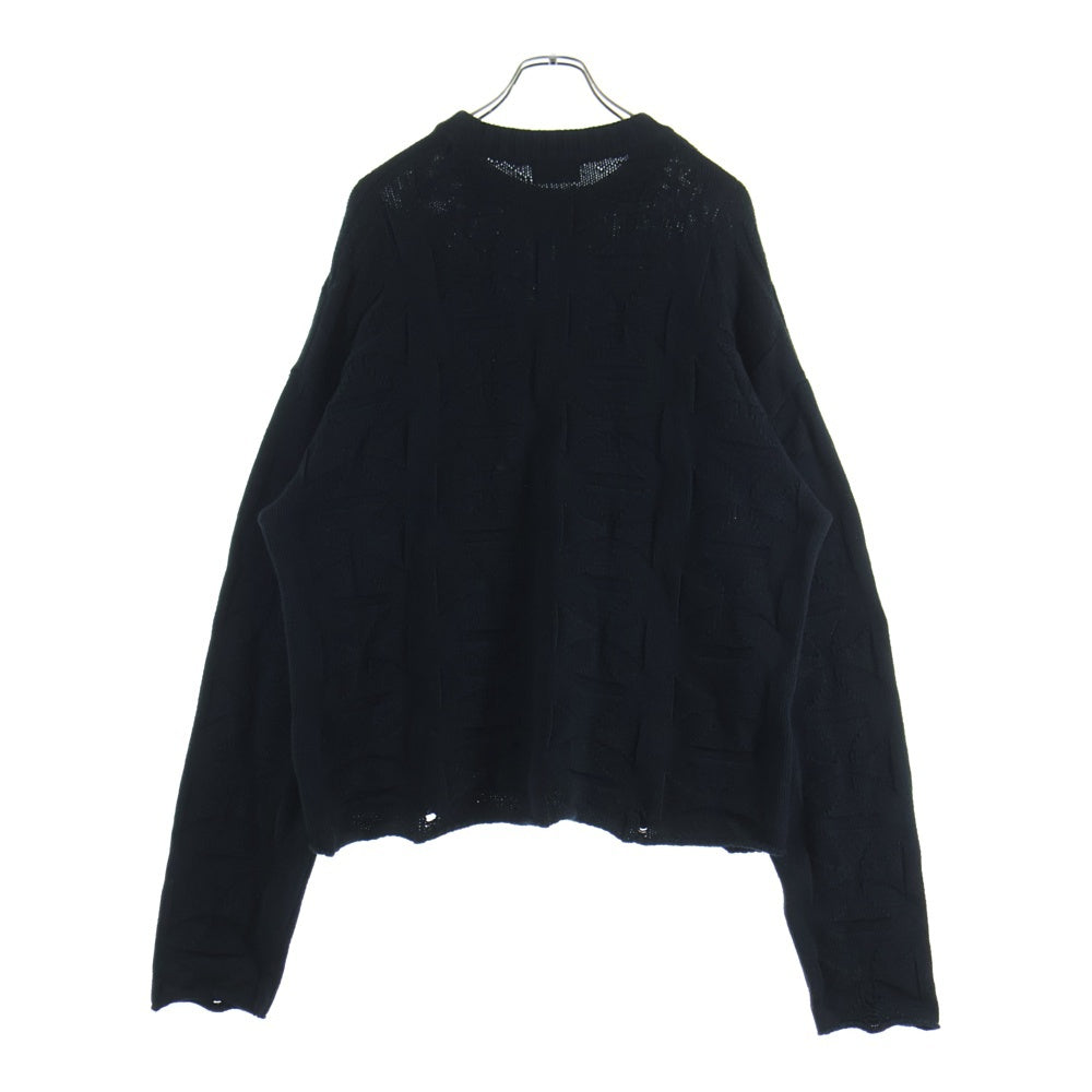 ASKYURSELF(アスクユアセルフ) 3D 総ロゴ コットンニット セーター ブラック