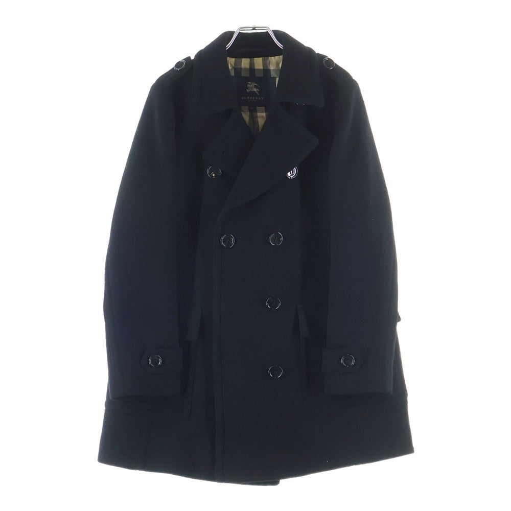BURBERRY LONDON(バーバリーロンドン) 裏地チェック ウール ピーコート ブラック B2B38-657-09