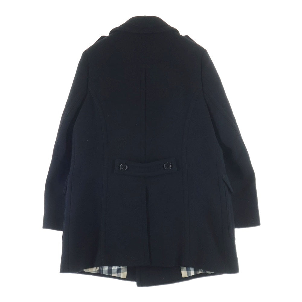 BURBERRY LONDON(バーバリーロンドン) 裏地チェック ウール ピーコート ブラック B2B38-657-09