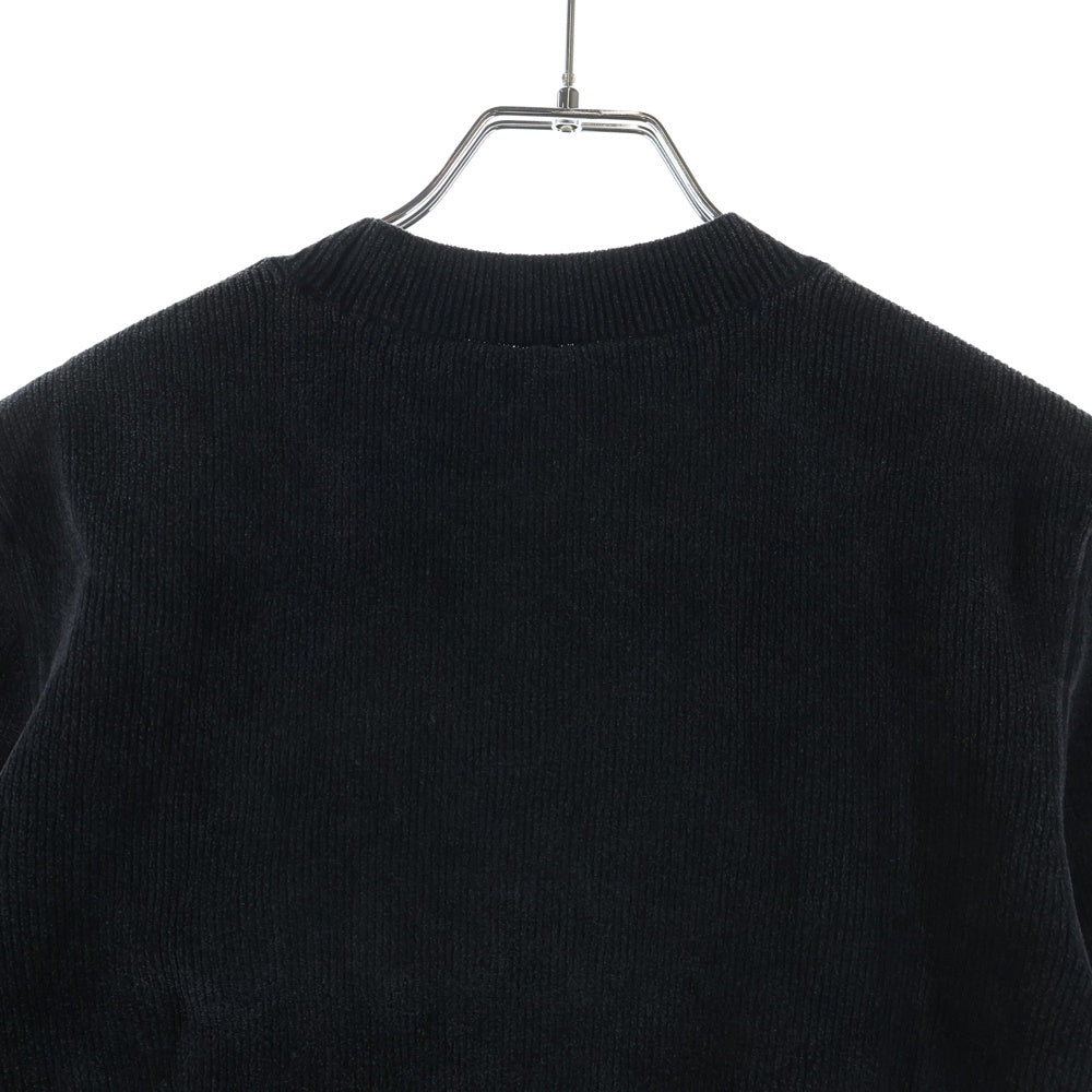 ALEXANDER WANG(アレキサンダーワン) Chenille Pullover In Cotton B クロップド 半袖ニット クルーネック ブラック1KC3251030 レディース
