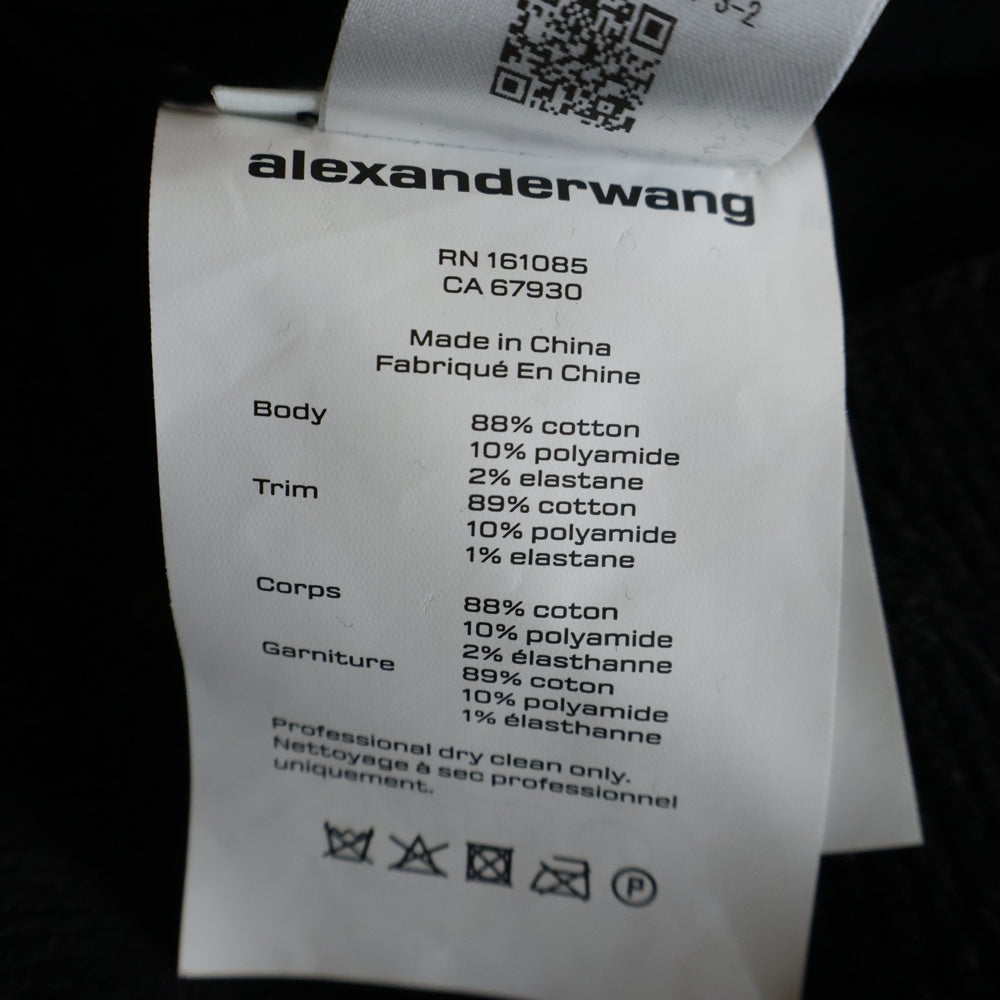 ALEXANDER WANG(アレキサンダーワン) Chenille Pullover In Cotton B クロップド 半袖ニット クルーネック ブラック1KC3251030 レディース