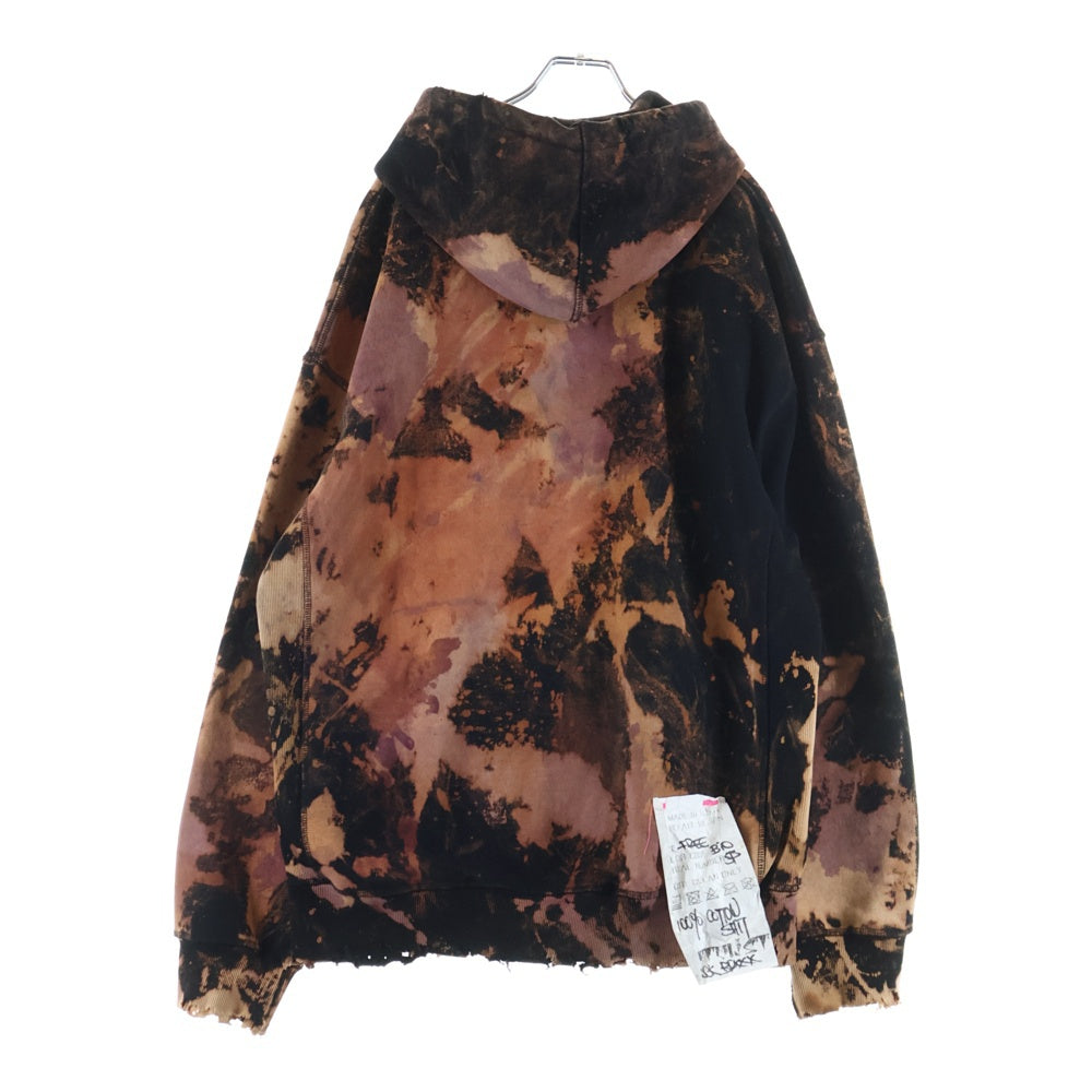 cvtvlist(カタリスト) Box Logo Hooded Sweatshirt ボックスロゴフーディー プルオーバーパーカー ブリーチ柄 ブラック/オレンジ