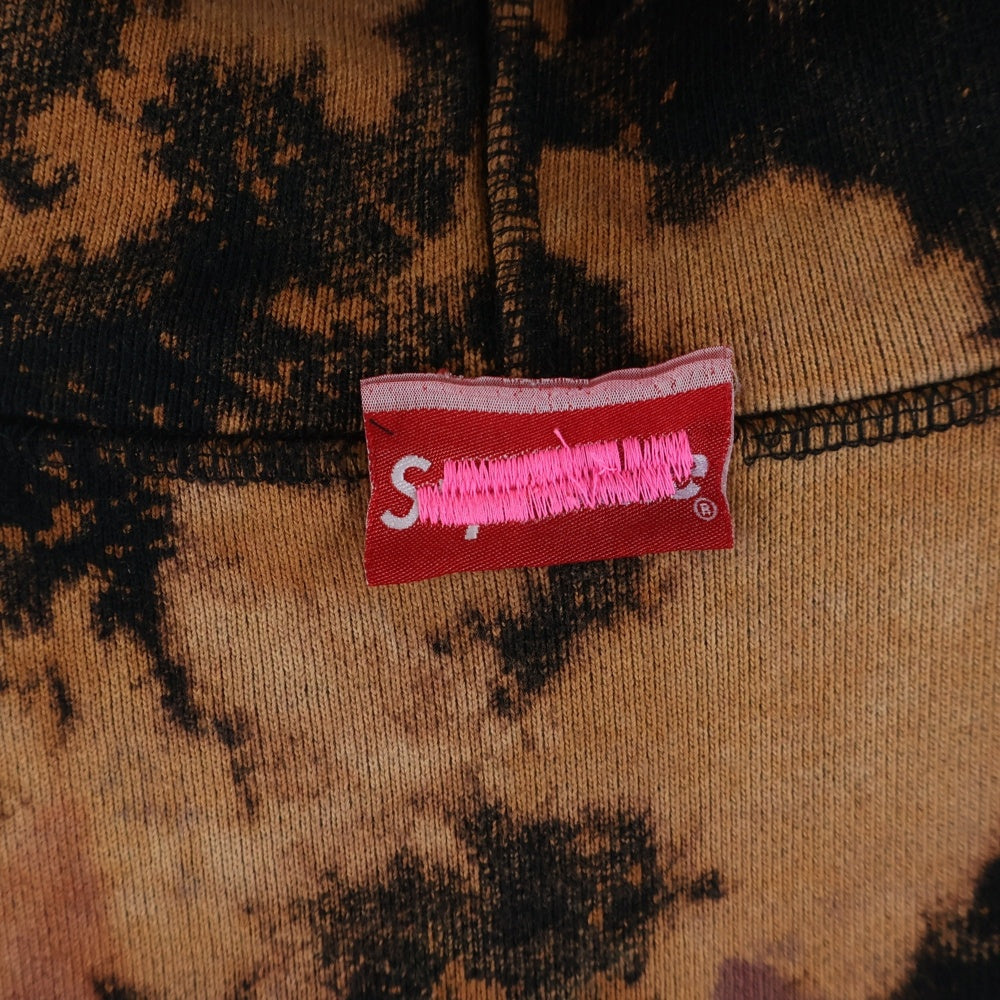 cvtvlist(カタリスト) Box Logo Hooded Sweatshirt ボックスロゴフーディー プルオーバーパーカー ブリーチ柄 ブラック/オレンジ