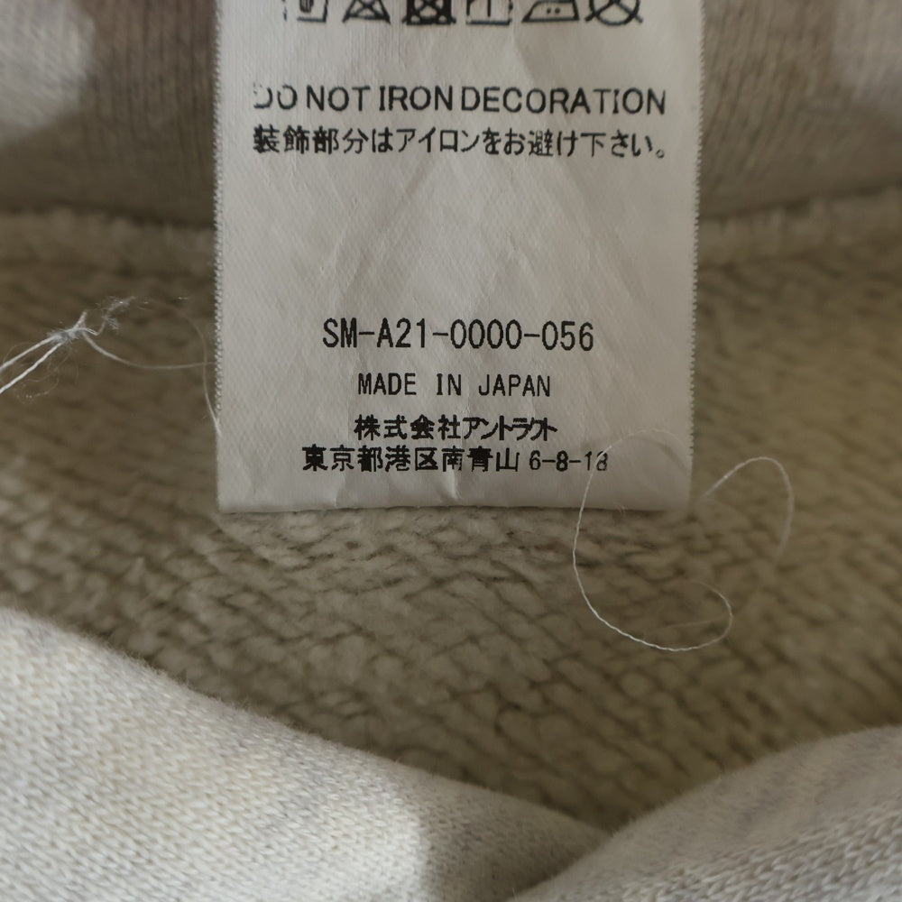 SAINT MICHAEL(セントマイケル) 21AW ×Dr.Woo HOODIE ドクターウー フーディ ペイントデザイン ヴィンテージ加工 プルオーバースウェットパーカー ベージュ SM-A21-0000-056
