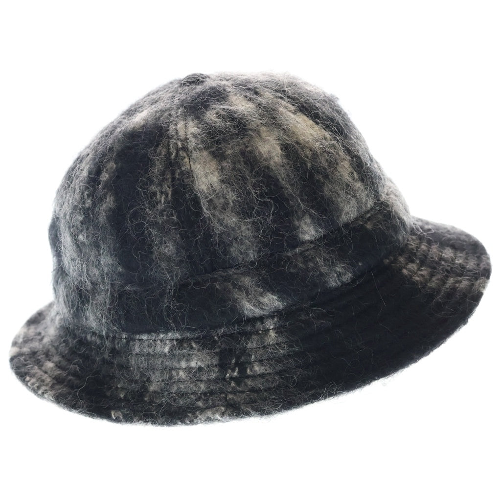 SUPREME(シュプリーム) 25SS Mohair Plaid Bell Hat モヘアベルハット ロゴ刺繍 バケットハット ブラック