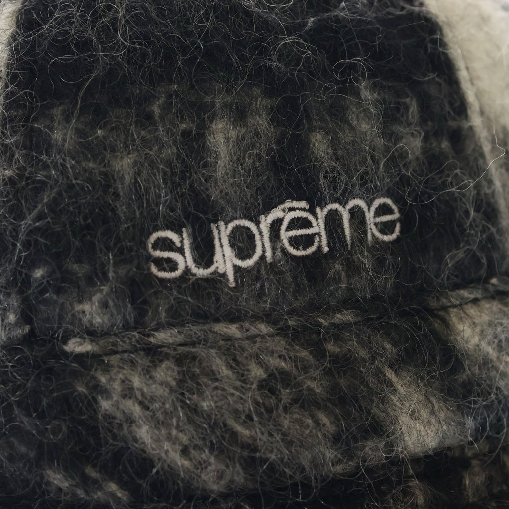 SUPREME(シュプリーム) 25SS Mohair Plaid Bell Hat モヘアベルハット ロゴ刺繍 バケットハット ブラック