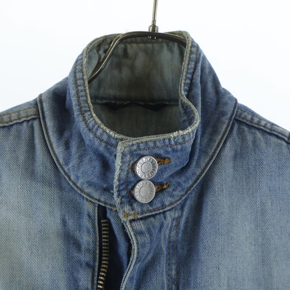DOLCE & GABBANA(ドルチェアンドガッバーナ) DENIM JACKET ダメージ加工 ジップアップ デニムジャケット インディゴ G9113D/G8092