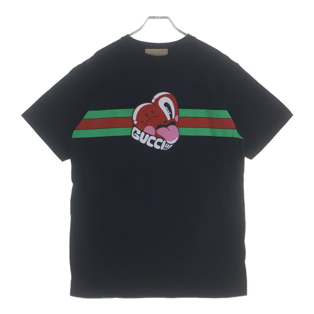 GUCCI(グッチ) Graphic Heart Logo S/S Tee フロントグラフィックハートロゴプリント クルーネック 半袖Tシャツ ブラック 785345 XJGIJ
