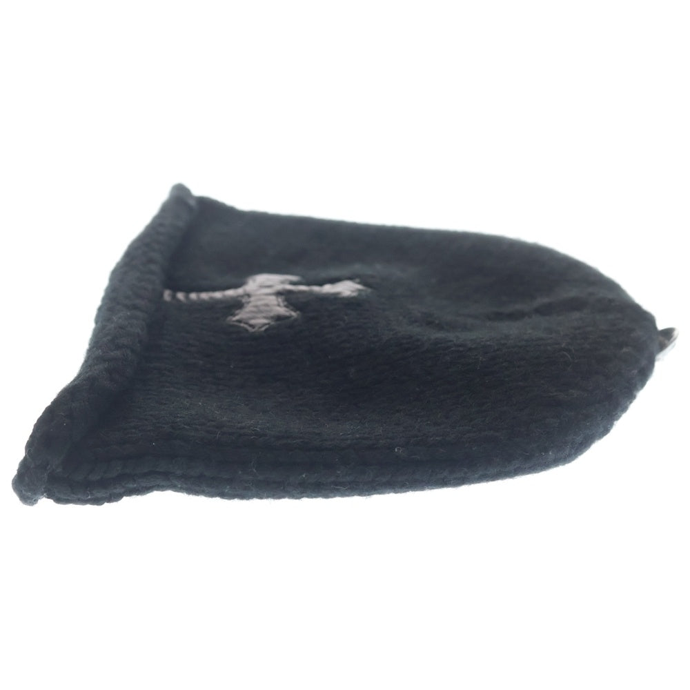 CHROME HEARTS(クロムハーツ) BEANIE CASH クロスパッチ カシミヤ ニットキャップ ビーニー 帽子 ブラック