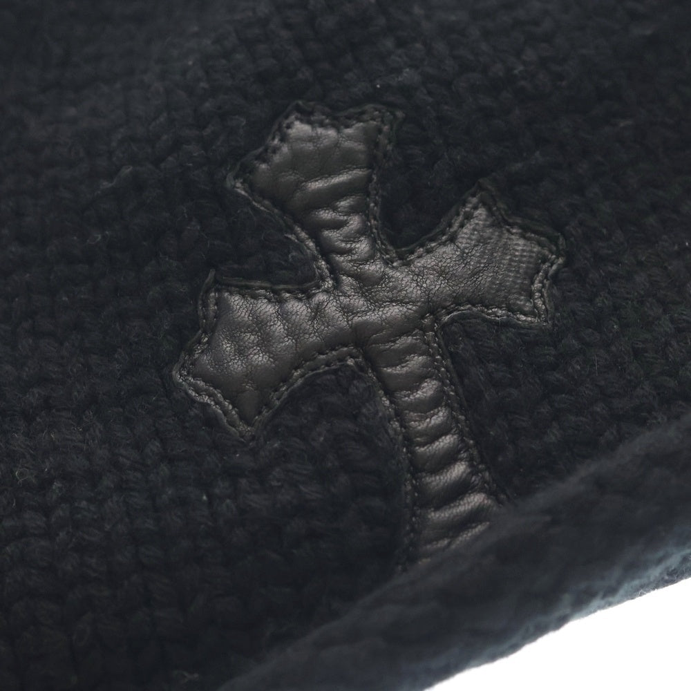 CHROME HEARTS(クロムハーツ) BEANIE CASH クロスパッチ カシミヤ ニットキャップ ビーニー 帽子 ブラック