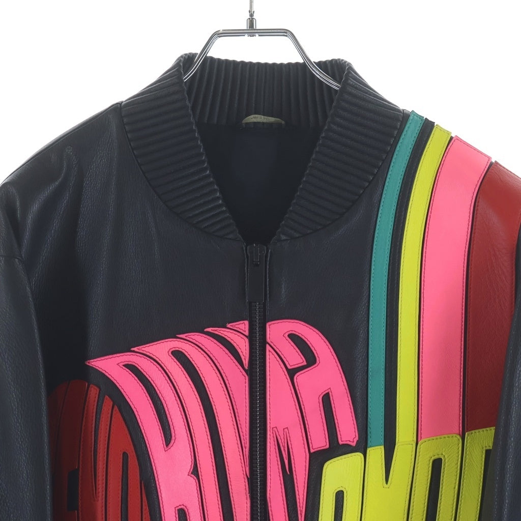 FENDI(フェンディ) 19AW FENDI ROMA AMOR WAVE LOGO BOMBER レザー ボンバージャケット マルチカラー 12CPF-19-84