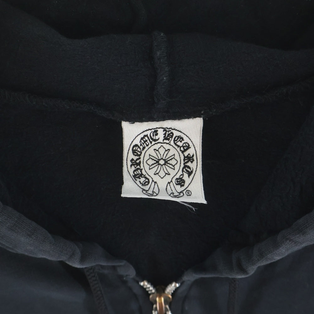 人気 CHROME HEARTS ブラックジップアップパーカー S 一点 美品 CHROME HEARTS(クロムハーツ) OLD SWTSHRT HD ZIP 袖フローラル