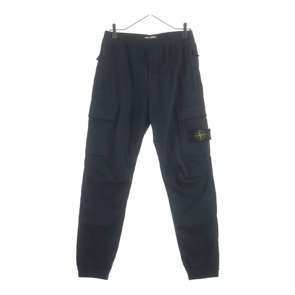 STONE ISLAND(ストーンアイランド) 22AW ロゴワッペン ガーメントダイ コットンウール ストレッチ サテン カーゴパンツ ブラック 771531314 レディース