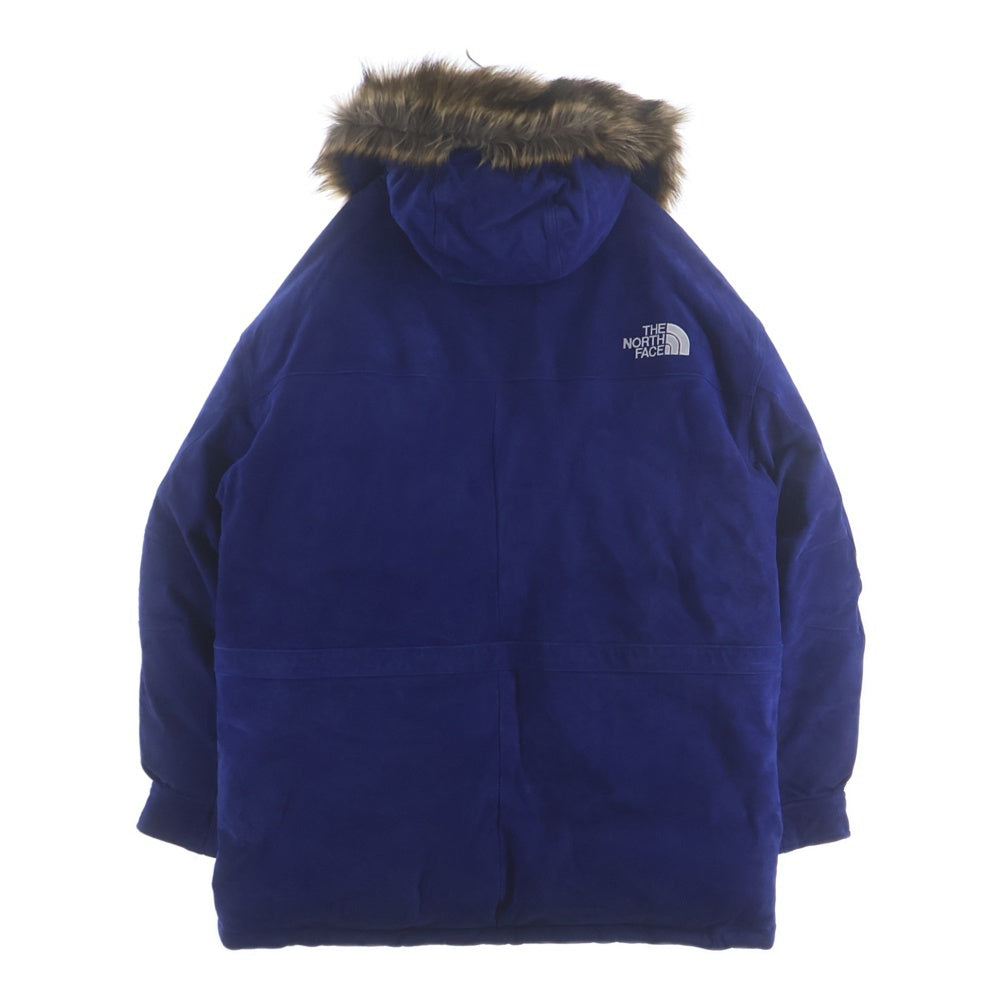 SUPREME(シュプリーム) 23AW Suede 600-Fill Down Parka 刺繍ロゴ スエード ファーフードパーカーダウンジャケット ブルー NF0A876C