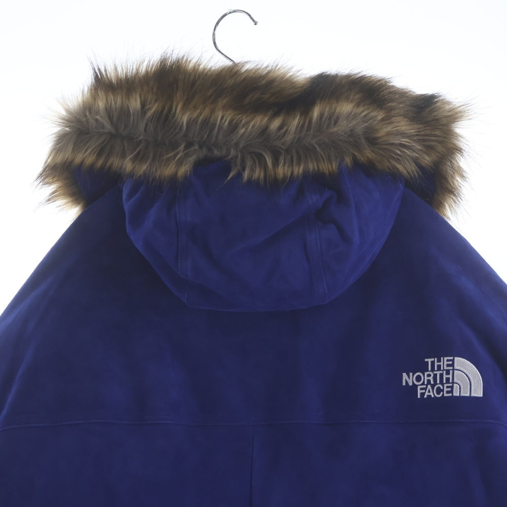 SUPREME(シュプリーム) 23AW Suede 600-Fill Down Parka 刺繍ロゴ スエード ファーフードパーカーダウンジャケット ブルー NF0A876C
