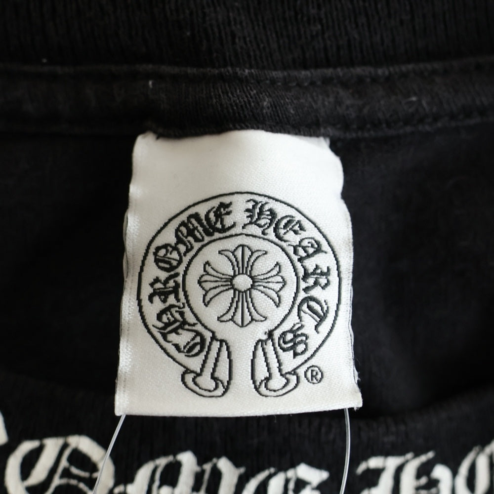 CHROME HEARTS(クロムハーツ) DBL CH CRS L/S TEE ダブルCHクロスプリント ネックロゴプリント クルーネック 長袖Tシャツ ブラック