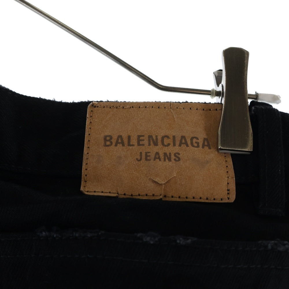 BALENCIAGA(バレンシアガ) Layered Low-Waist Fitted シャツドッキング レイヤード ローライズ デニムパンツ ブラック 833432