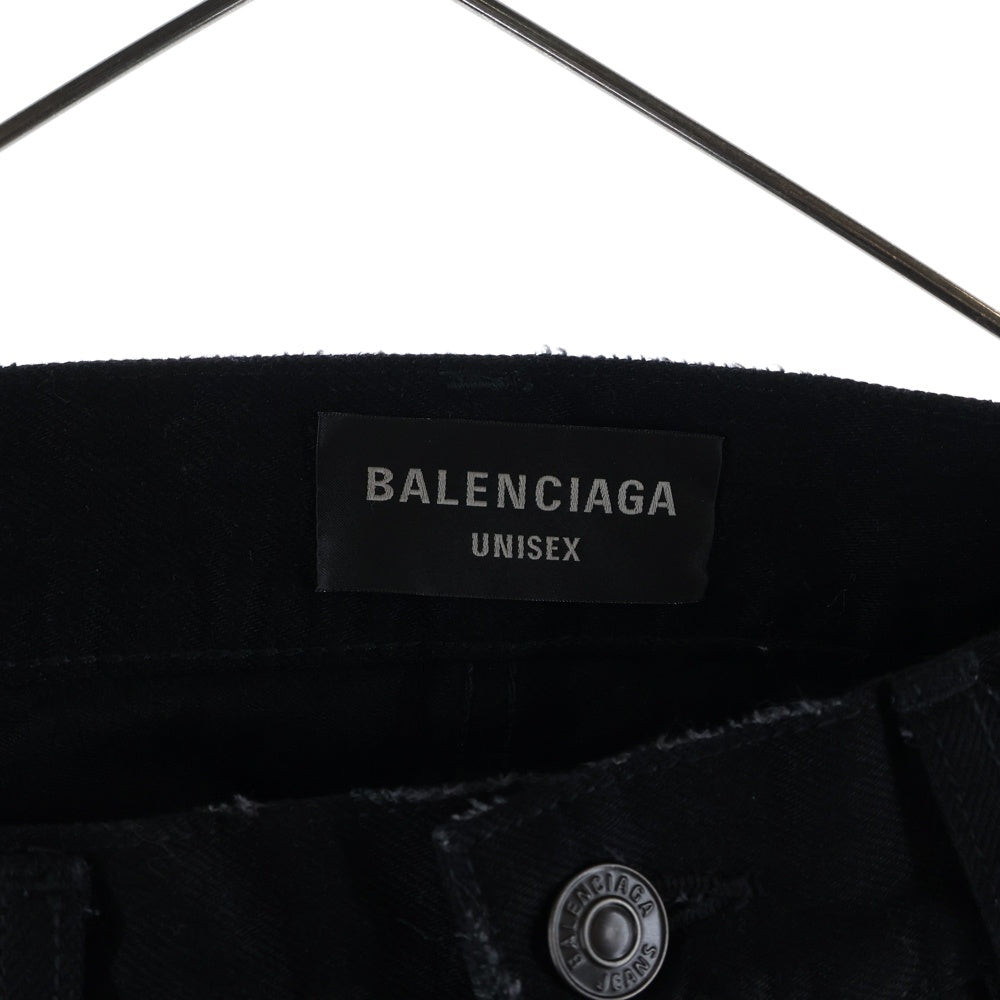 BALENCIAGA(バレンシアガ) Layered Low-Waist Fitted シャツドッキング レイヤード ローライズ デニムパンツ ブラック 833432