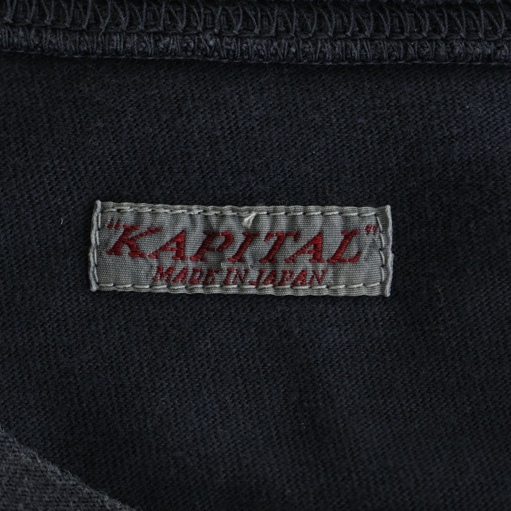 KAPITAL(キャピタル) 天竺 クルーT PECKISHレインスカル ブラック K2506SC233