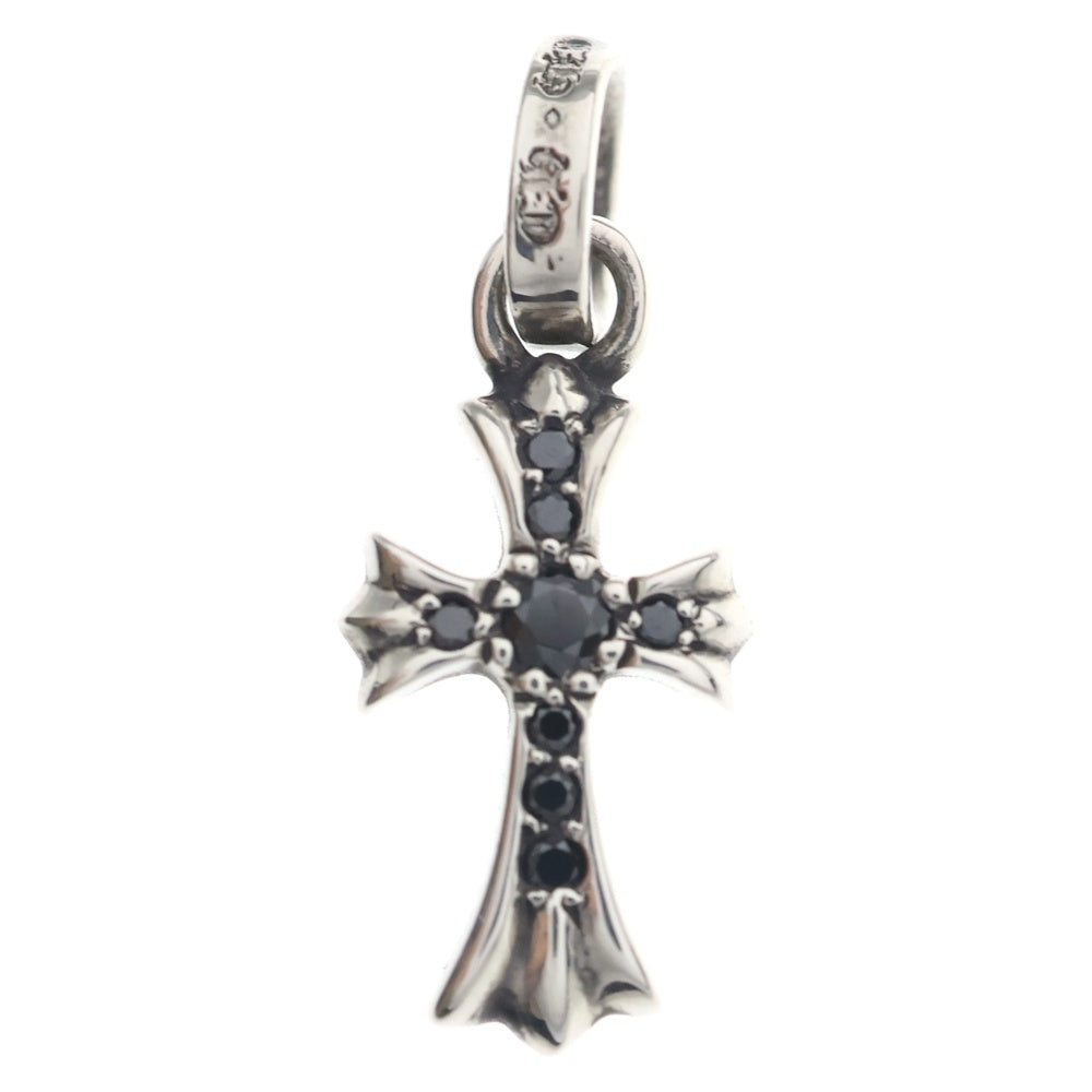 CHROME HEARTS(クロムハーツ) CRS BBYFAT P DMND ベイビーファットクロス PAVEブラックダイヤ ペンダントトップ シルバー