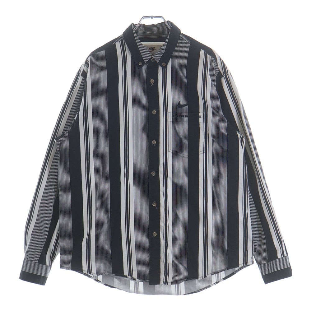 SUPREME(シュプリーム) 21SS ×NIKE Cotton Twill Shirt ストライプ コットン 長袖シャツ ブラック/ホワイト DB0499-010