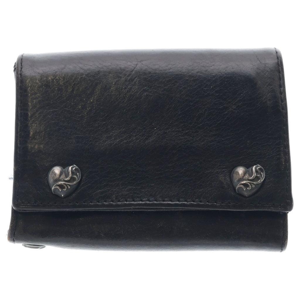 CHROME HEARTS(クロムハーツ) 3FOLD 3フォールド ハートボタン レザーウォレット 財布 ブラック