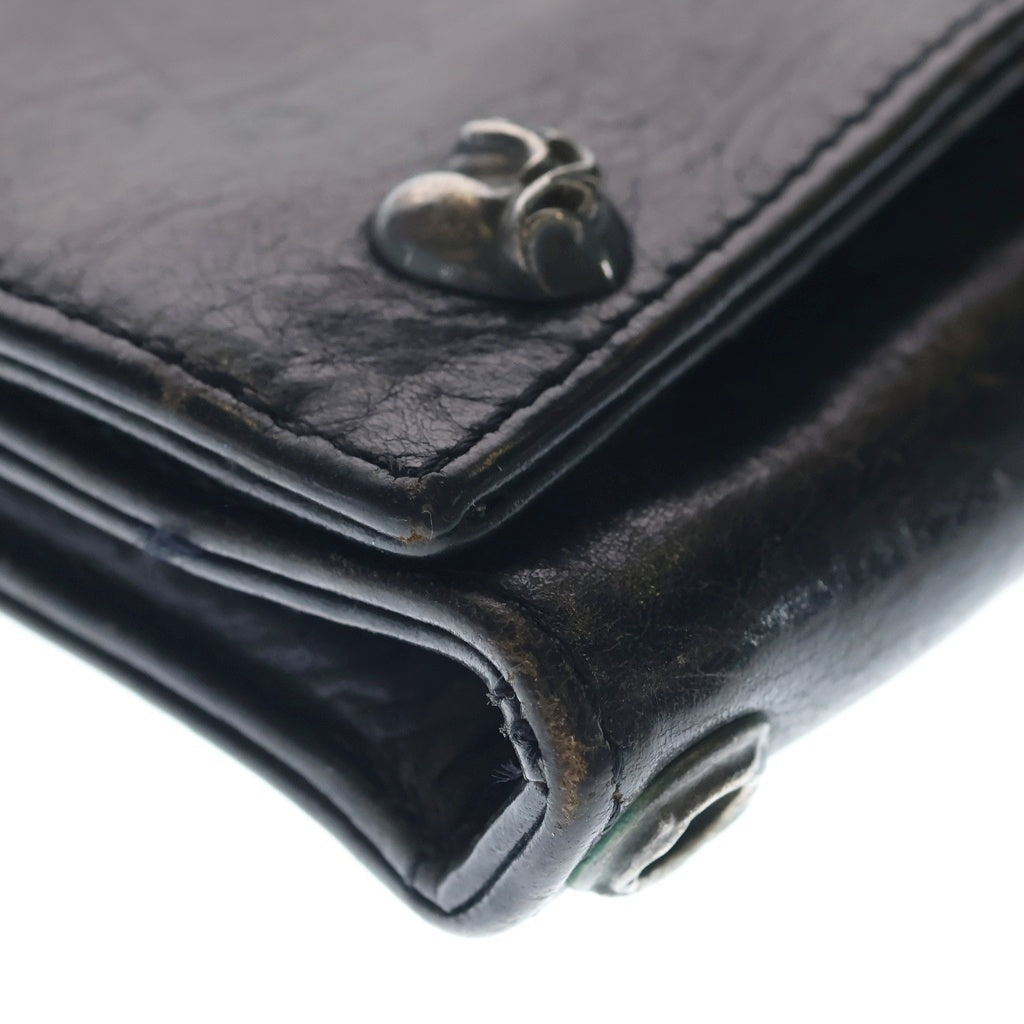 CHROME HEARTS(クロムハーツ) 3FOLD 3フォールド ハートボタン レザーウォレット 財布 ブラック