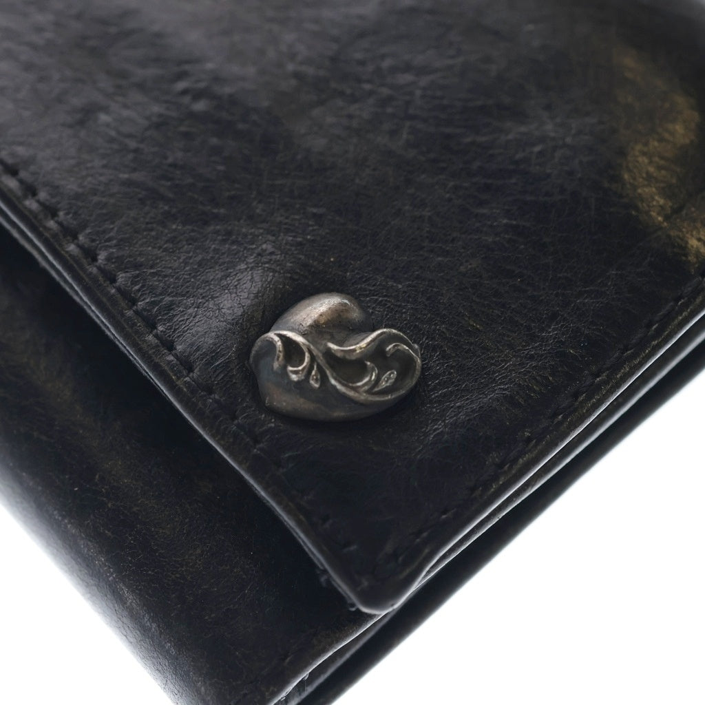 CHROME HEARTS(クロムハーツ) 3FOLD 3フォールド ハートボタン レザーウォレット 財布 ブラック