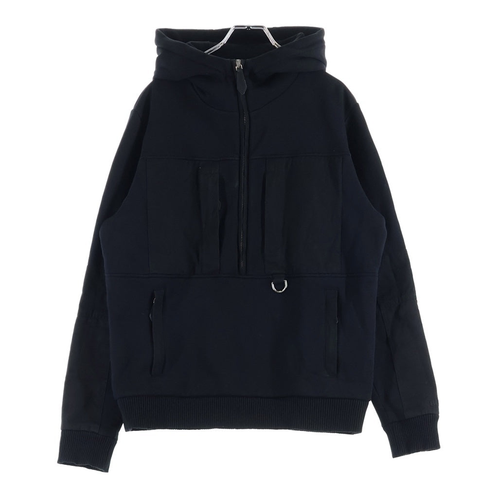 BURBERRY(バーバリー) ハーフジップ パーカー プルオーバー 異素材切替ポケット ブラック 80439169