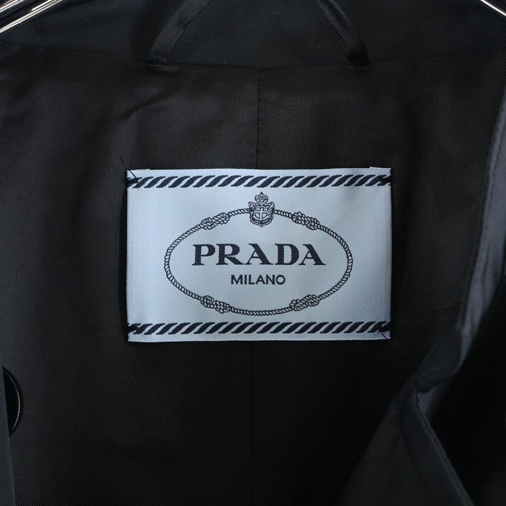 PRADA(プラダ) 24AW RE-NYLON 三角ロゴプレート リナイロン ロングコート ブラック 292107 S231 1WQ8 レディース